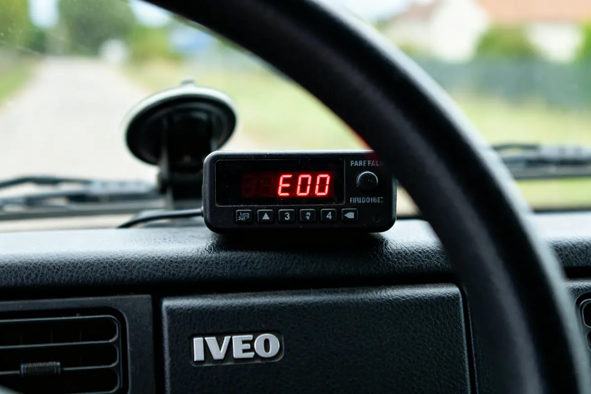 Tableau de bord Iveco affichant le voyant EDC E00 sur la route