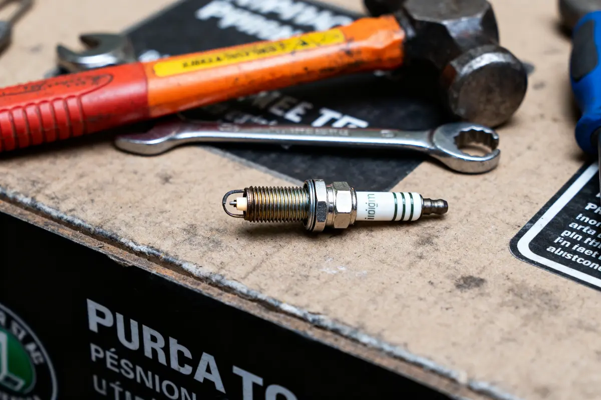 Bougie iridium et outils, potentiellement dangereux pour certains moteurs.